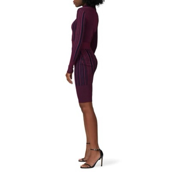 Herve Leger Paris Purple Striped Sheath long sleeve dress - Picture 2 of 11